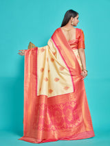 Mimosa Women's Woven Design Kanjivaram Style Art Silk Saree With Blouse Piece : SA00001377HWFREE