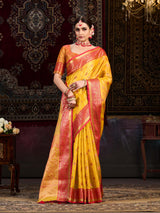 Mimosa Women's Woven Design Kanjivaram Art Silk Saree With Blouse Piece : SA0000942GD