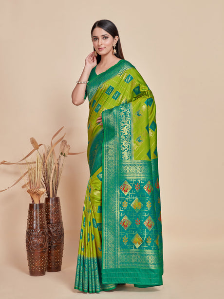 Mimosa Women's Woven Design Kanjivaram Style Art Silk Saree With Blouse Piece : SA00001380OLFREE