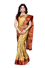 Mimosa Womens Art Silk Saree Kanjivaram Chiku Color